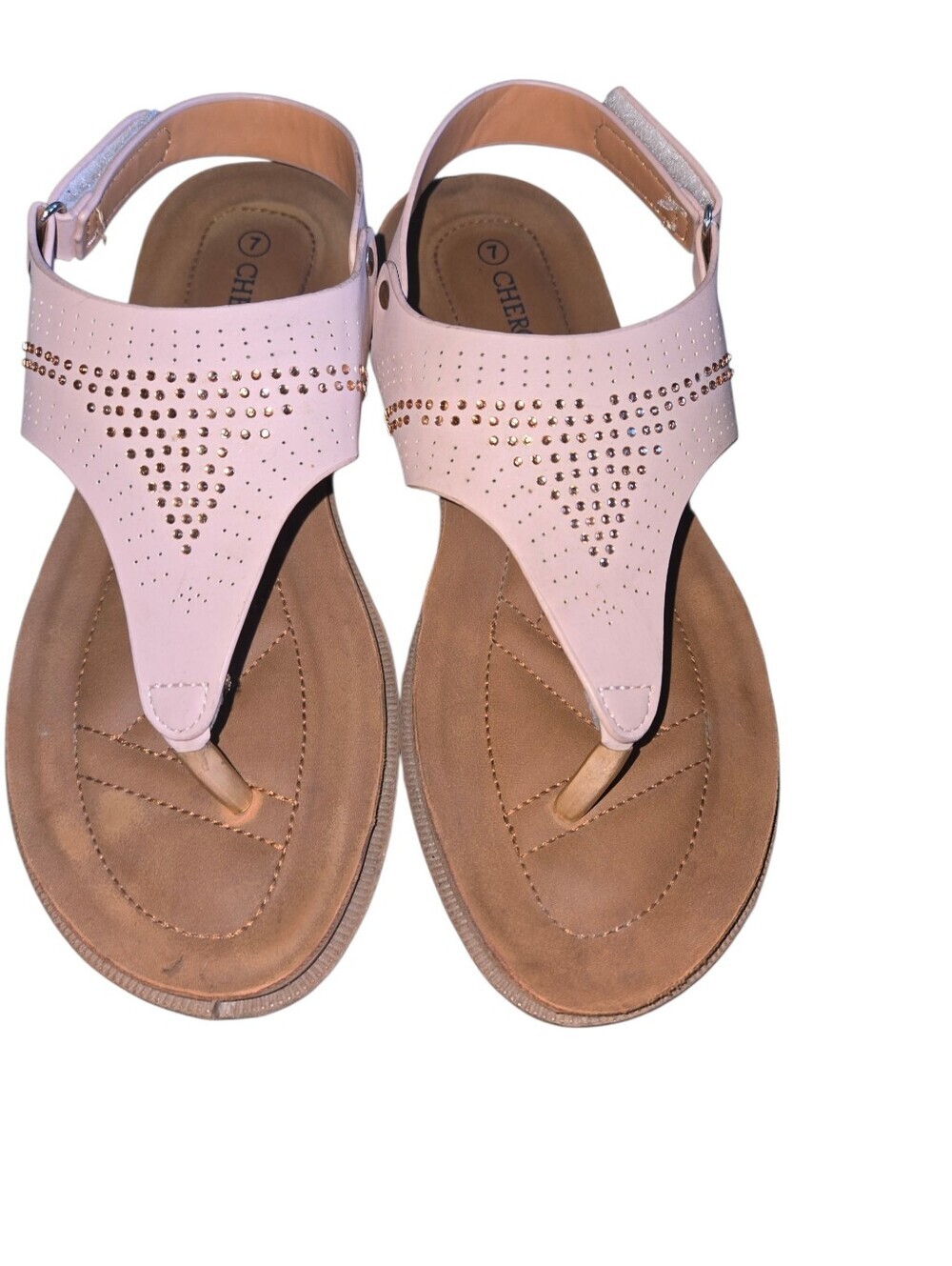 Cherokee Brown And Pink T Strap‎ Sandals, Size 7 Like New!